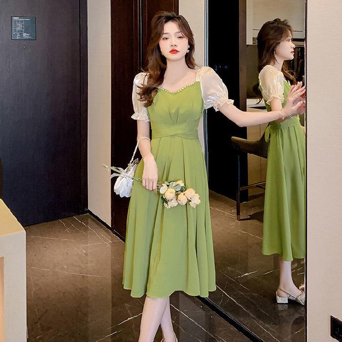 Women s 2026 Bestseller: Summer French Ruffled Hem Puff Sleeve Slimming Dress XL
