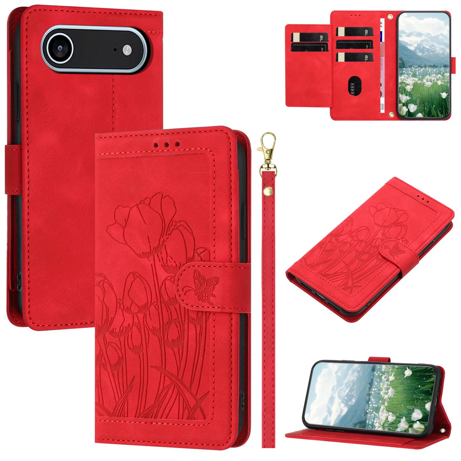 For iPhone Air Case Tulip Leather Phone Cover with 5 Card Slots Wallet E