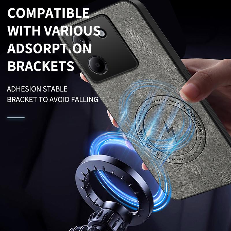 For Poco M7 Pro Luxury Magnetic Wireless Charge Phone Case For Xiaomi Poco M7 Pro Shockproof Matte Leather Back Cover Shell