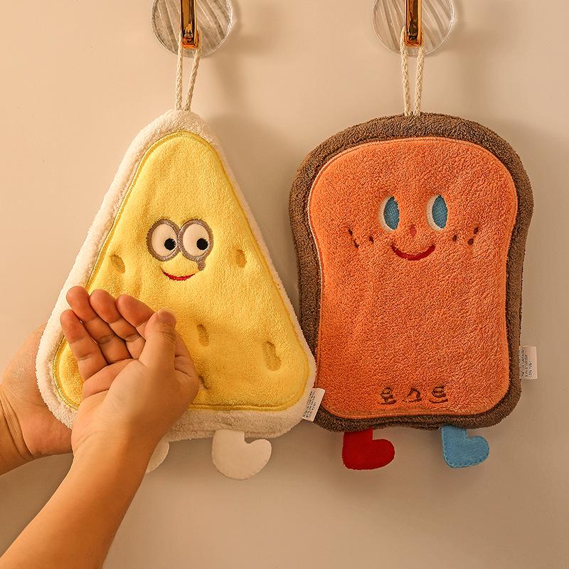 Thickened Cartoon Hanging Hand Towel - Absorbent, Quick-Dry Cloth for Bathroom & Kitchen