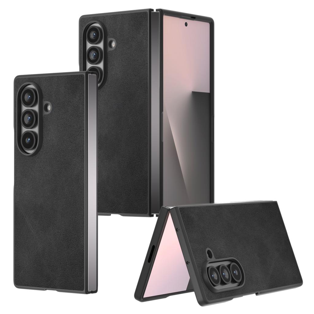 For Samsung Galaxy Z Fold7 5G Case Cowhide Texture PU Leather Coated Phone Cover