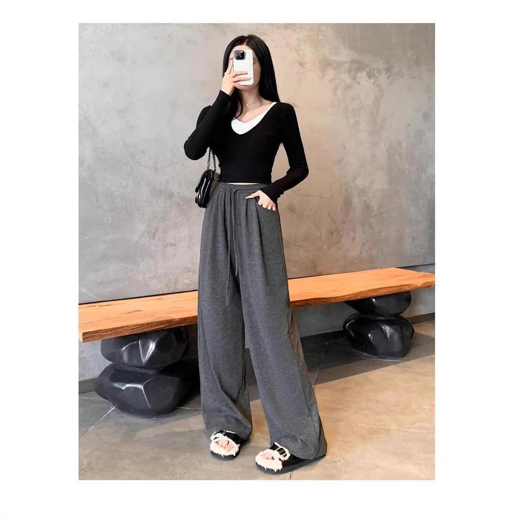 145 Soft Wide-Leg High-Waisted Pants for Women - Slimming, Petite, Casual, Perfect for Spring and Autumn