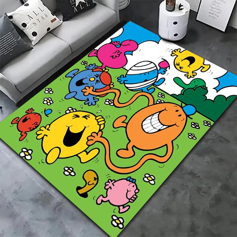 Sig. Tappeto Little Miss da Uomo per Soggiorno Camera da Letto Casa Decorazione Divano, Tappetino Antiscivolo per Giochi Bambini
