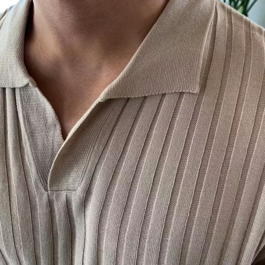 Pánská košile slim-fit - Krátký rukáv, Pletená rayonová tkanina, Jednobarevná, Ležérní styl pro všechna roční období, Ležérní košile | Moderní košile | Pletená
