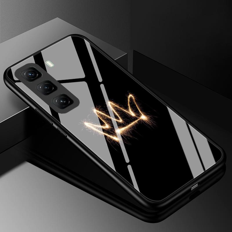 Tempered Glass Phone Case For Infinix Hot 50 Pro Plus Luxury Hard Back Bumper Cover for Infinix Hot50 Pro+ 4G Capa Hot 50i 50 5G