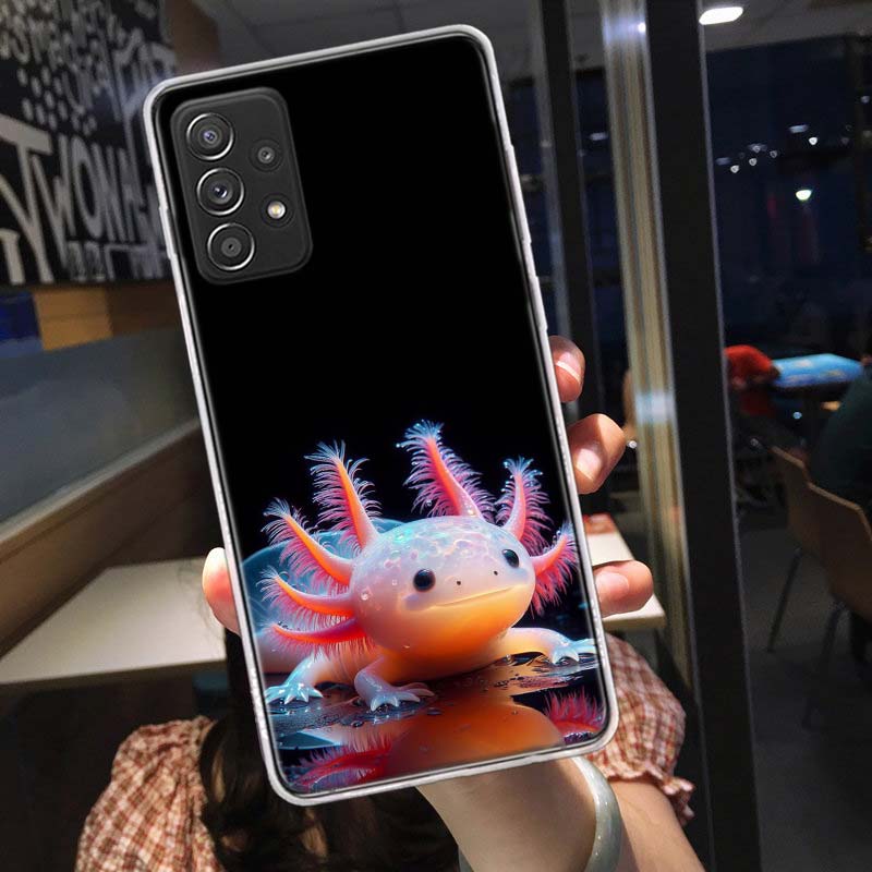 Smiling Salamander Phone Case For Samsung A15 A25 A35 A55 Galaxy A12 A22 A32 A52S A72 A05S A02S A42 J6 J4 A6 A7 A8 A90 A80 J8 A9