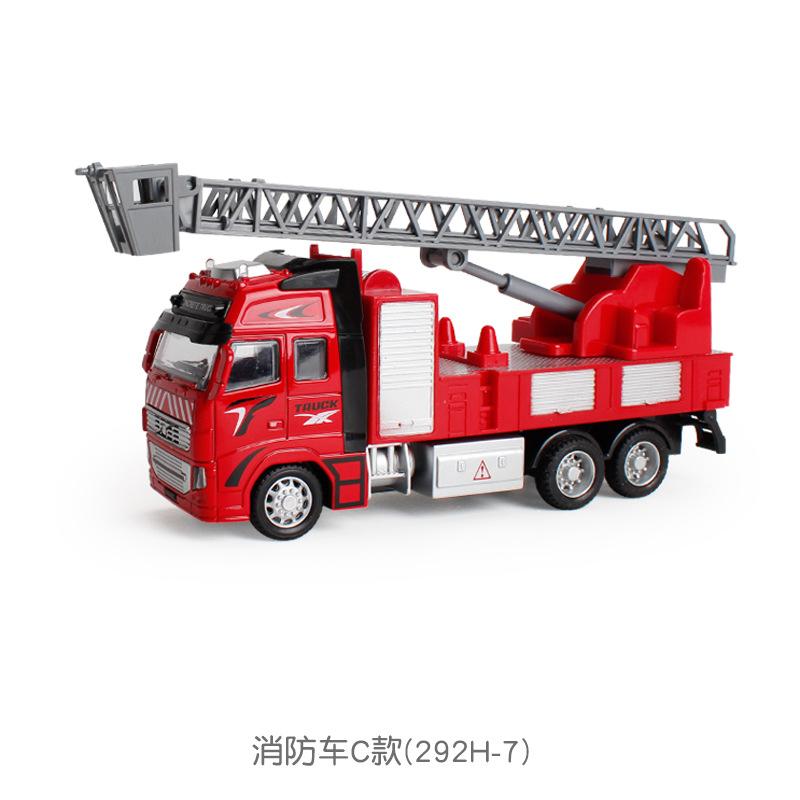 Kids Toy Large Simulation Pull Back Alloy Cement Excavator Construction Truck Fire Engine Model