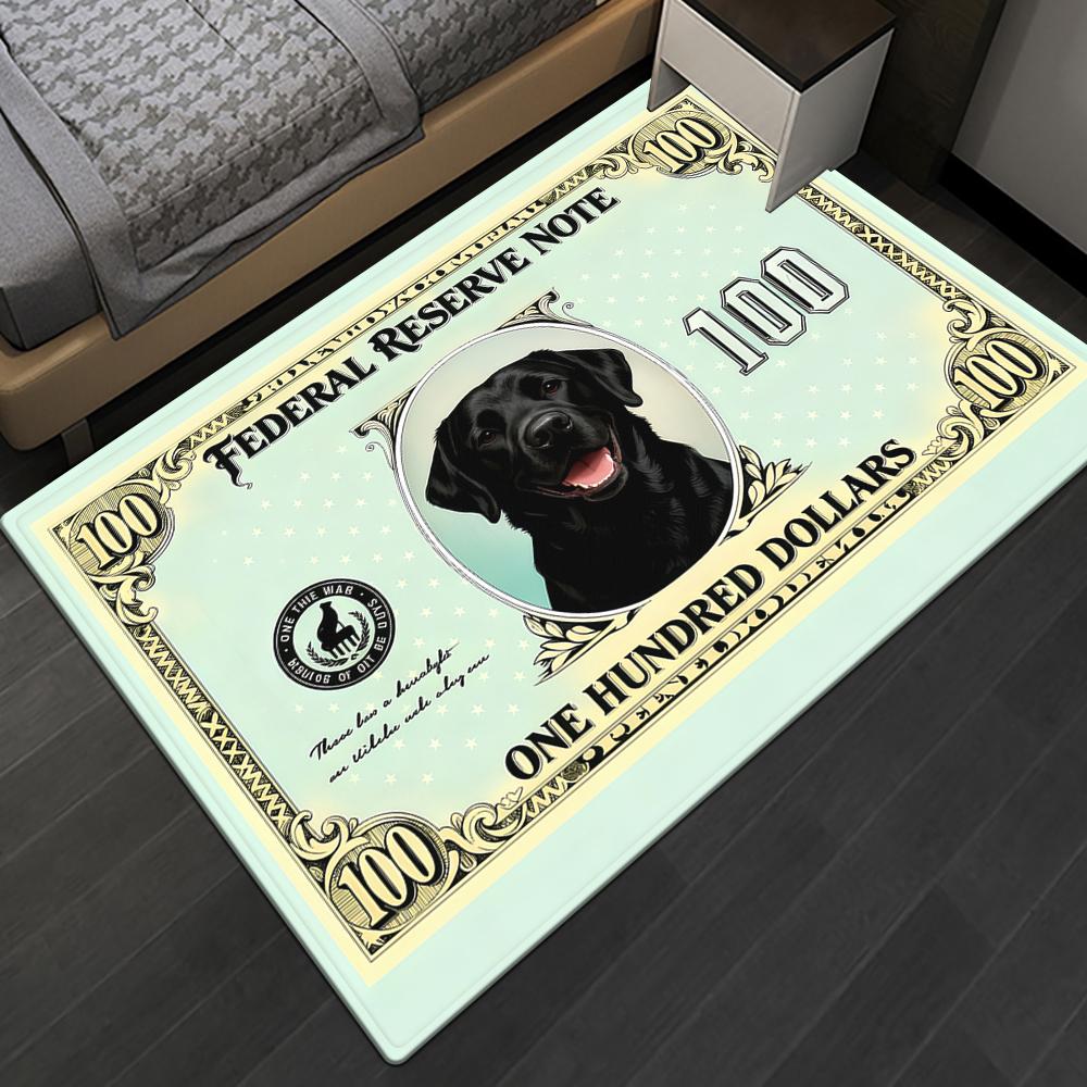 Dollar Pet Cats and Dogs Carpet Creative Currency Design Floor Mat for Living Room Rug Entrance Foyer with Money Pattern Decor