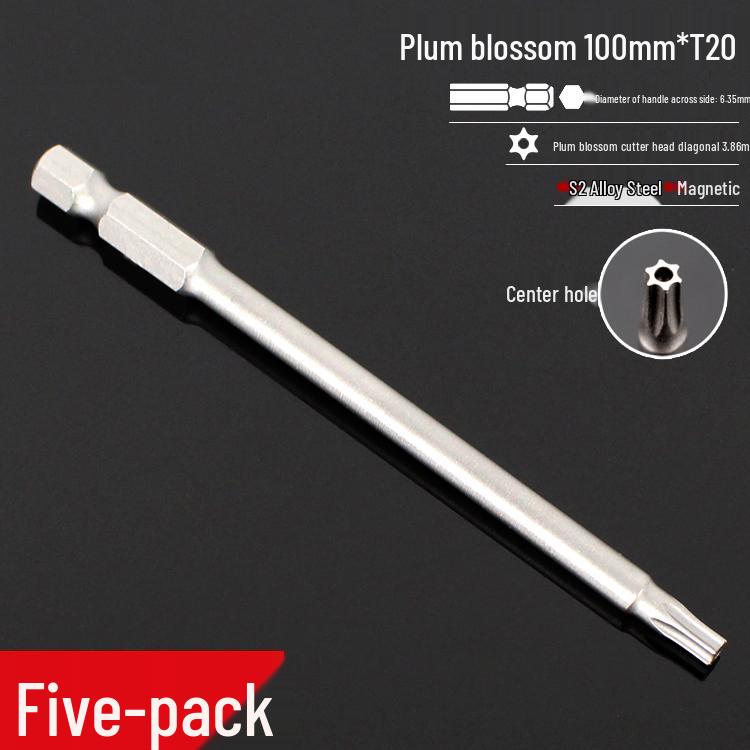 Plum Blossom S2 Magnetic Hex Screwdriver Set - 6.35mm Pneumatic Drill Bit Set