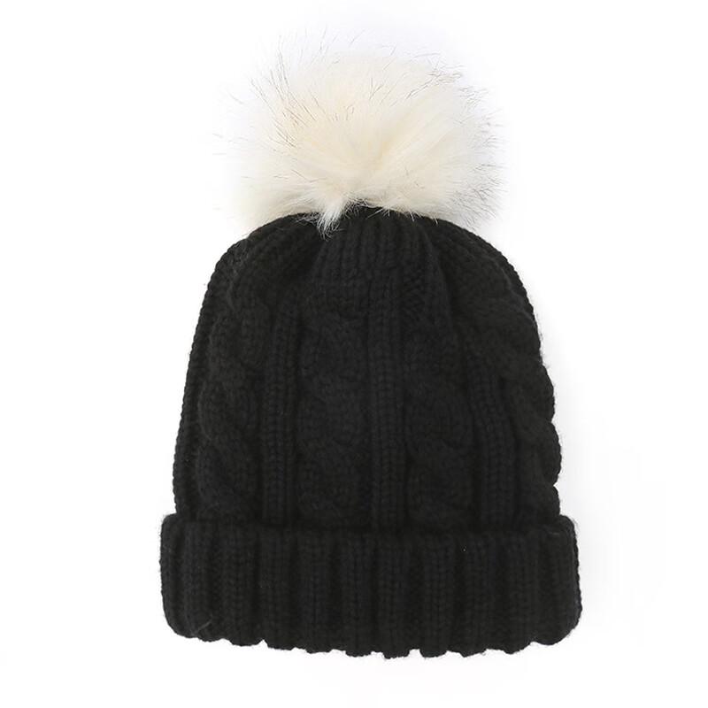 ZHENYUEQI Women s Chunky Knit Pom-Pom Beanie One Size