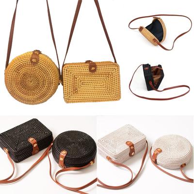 black round wicker bag