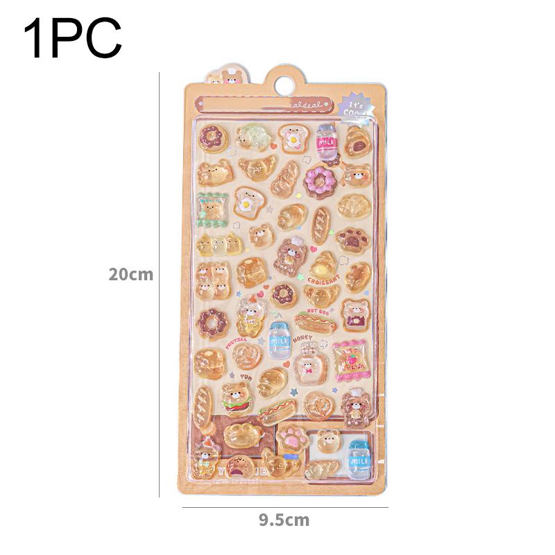 1pc 3D Relief Journal Decorative Stickers Kawaii Candy Ghost Bread Drop Scrapbooking Phone Stickers Stationery Sticker TMZ