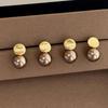 Champagne Round Sequin Pearl Retro Earrings for Women - High-End Niche Design Versatile Studs