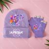 K-Pop Demon Hunters Girls Children Knitted Hat Gloves Cute Cartoon Letter Warm Cap Screen Gloved Kids Birthday Gifts 2PCS A Set
