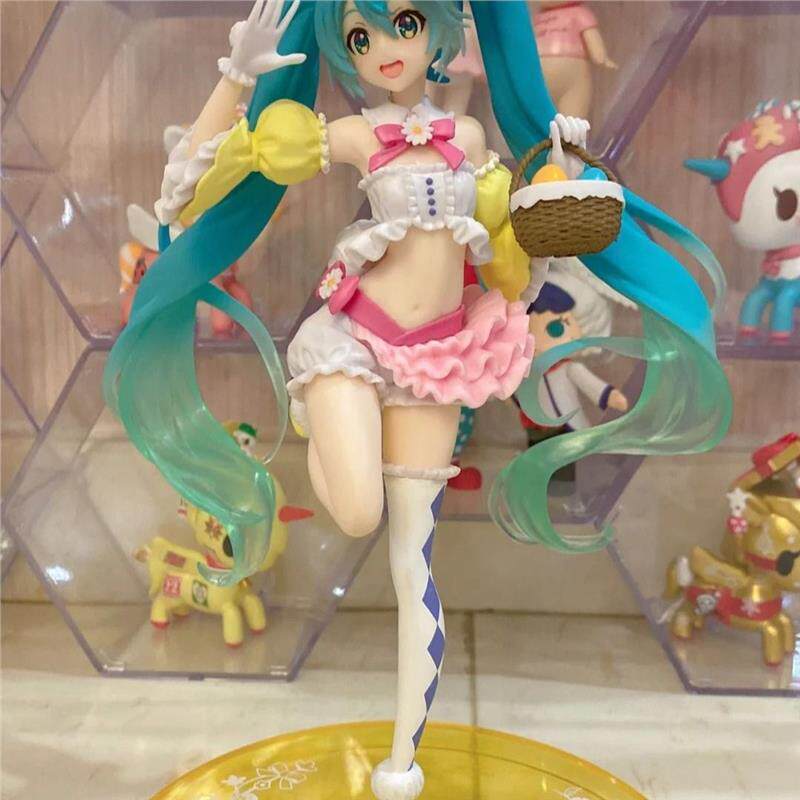 Cute Anime Rabbit Ears Hatsune Miku Action Figure Kawaii Pvc Model Statue Doll Desktop Collect Ornaments Toys Surprise Girl Gift