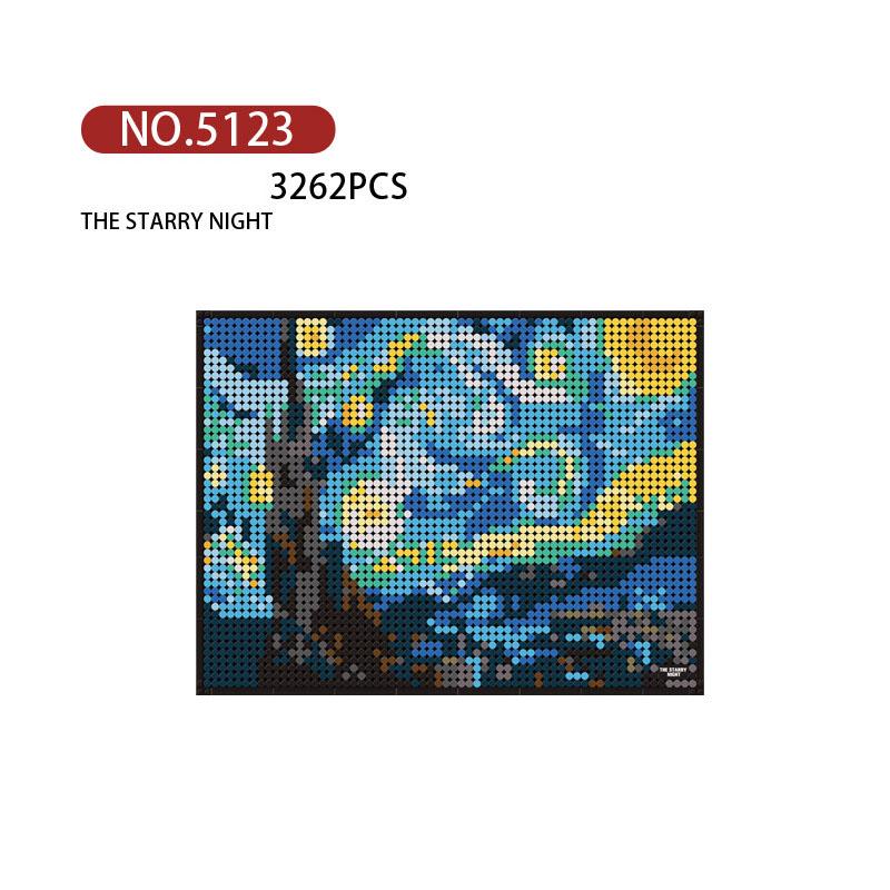 

Всемирно известный блок для рисования, пиксель арт, сборка, строительный кирпич, звездная ночь, Мона Лиза, Het Meisje Met De Parel, развивающая игрушка