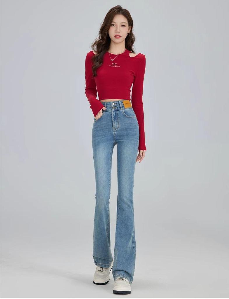 2025 New Spring High-Waisted Retro Micro Flare Jeans for Tall Women