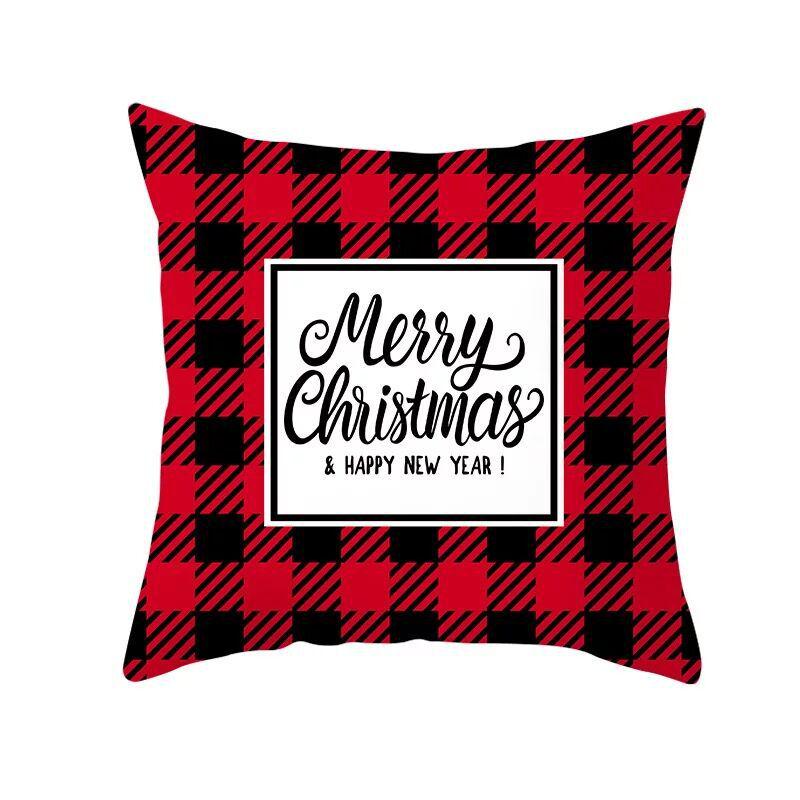 Classic Red Plaid Christmas Pillowcase Festive Home Decoration Gift Pillow Cushion Cover