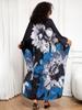EDOLYNSA Versatile Blue Women's Kaftan Robe Light jacket Caftan Bathrobe Vacation Long Dress Hot Selling Lounge around Outfit Q1289