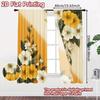 Set Of 2 Flat Printing Curtains Golden Floral Elegance Digital Printed Polyester Drapes Birthday Party Indoor Celebrations Curtain