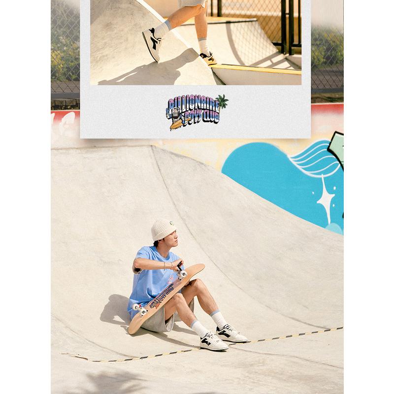 Li Ning X Billionaire Boys Club Collaboration Skateboard Series Graphic Print Loose Comfortable Short Sleeve T-Shirt Men T-Shirts Off-White AHSUC17-1