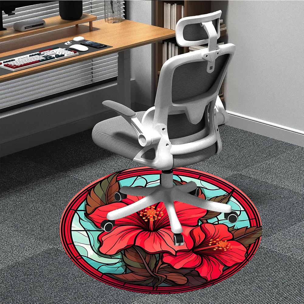 

1PC Stained Flower Art Chair Carpet for Office Non-Slip, Lightweight, Machine Washable Rug for Office, Sleeping, Room - Holiday Decoryy251009044 80cm by 80cm