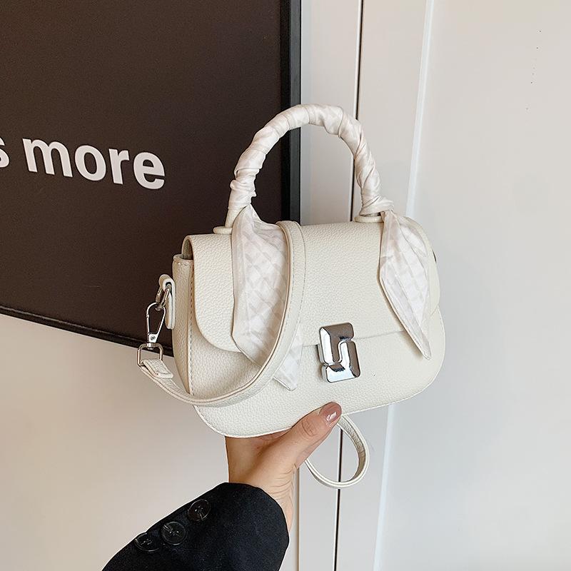 New stylish and simple silk scarf lock flip bag portable shoulder oblique span versatile women's bag