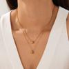 Gold Plated Double Layer Ball Teardrop Necklace, Stainless Steel Minimalist Choker, Waterproof Dainty Jewelry for Women Gift