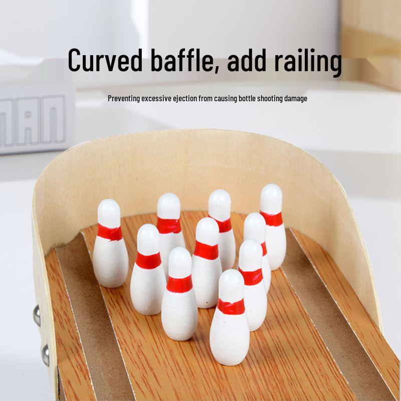 Educational Wooden Mini Bowling Toy - Parent-Child Interaction & Stress Relief Game