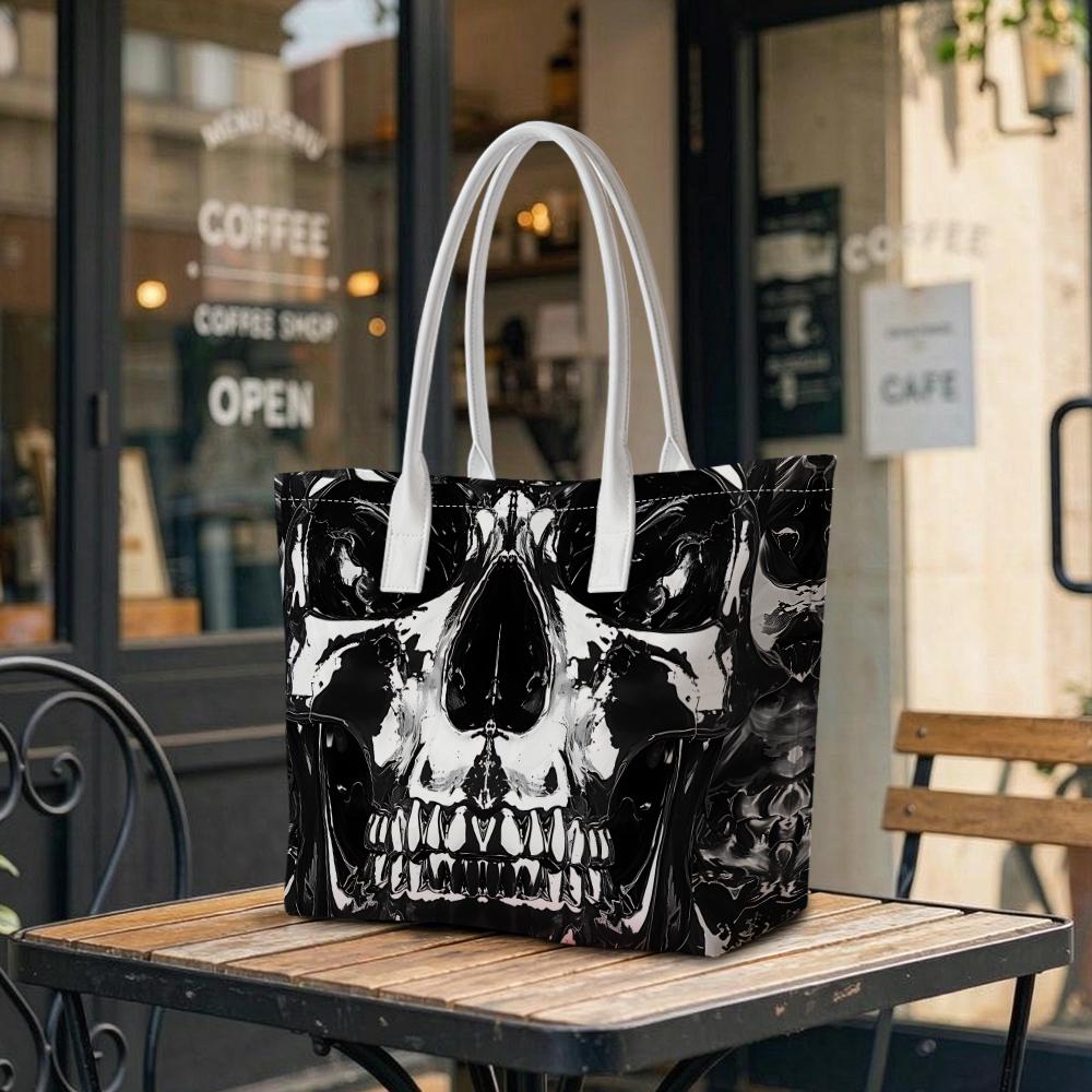 Gothic Skull Pattern Tote Bag Trendy Casual Daily Shoulder Handbag