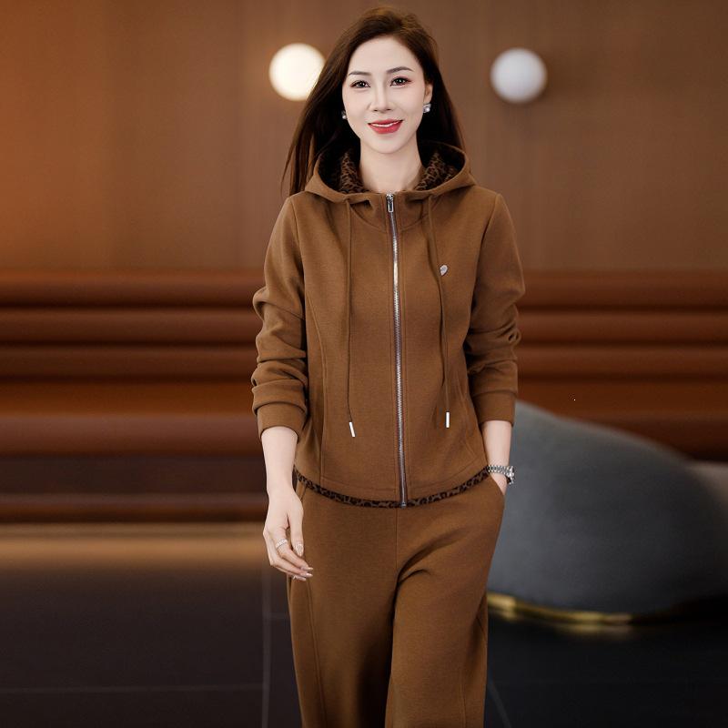 2026 Women's Two-Piece Sportswear Set: Casual Loose Hoodie & Long Pants for Spring & Autumn, Plus Size Available