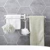 Bathroom Towel Organizer Kitchen Wall Mount Folding Hanger Rotating Hook Rack