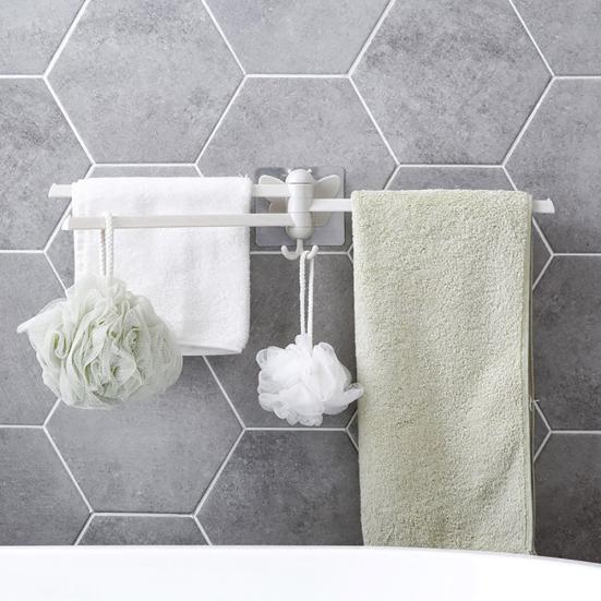 Bathroom Towel Organizer Kitchen Wall Mount Folding Hanger Rotating Hook Rack