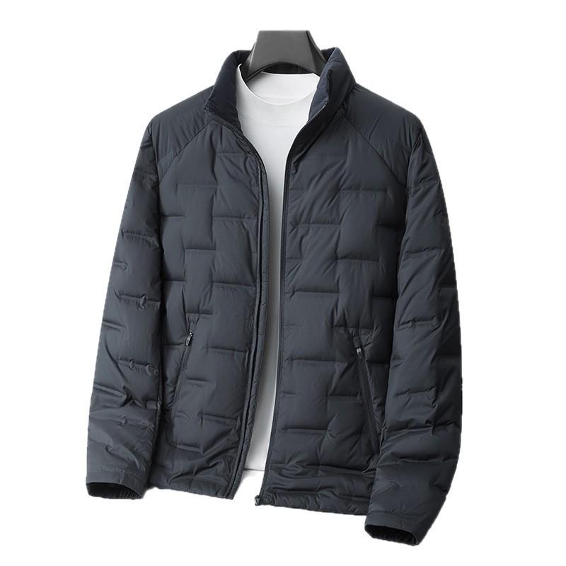 Mens Winter Down Jacket 90% White Duck Stand Collar Zipper Casual Lightweight Warm Coat Youth