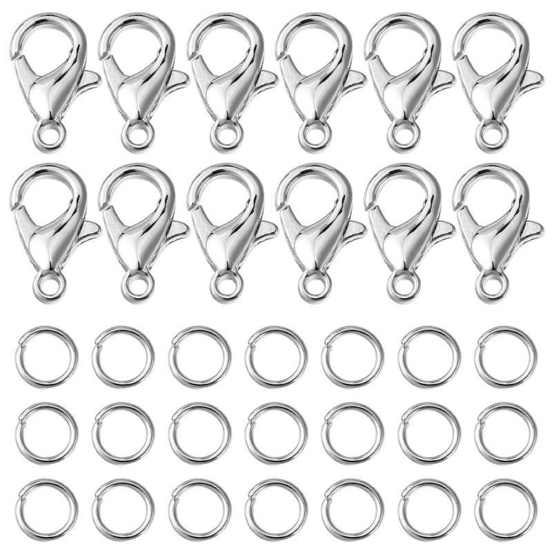 A Set of 20 Round Transparent Plated Lobster Clasps for DIY Jewelry Assembly