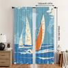2D Flat   2pcs 2D Flat Printing Nautical Grunge Style Racing Sailboats In A Windy Ocean Water Print Printed Curtains   Rod Pocket