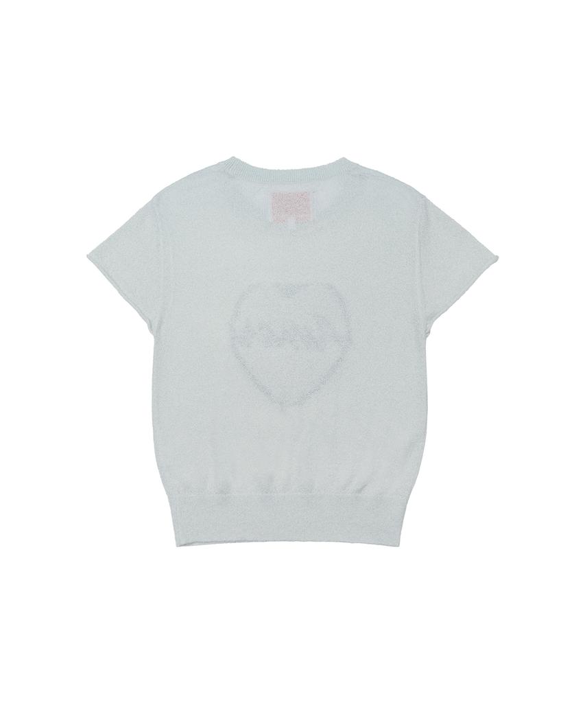 AMES-WORLDWIDE Heart Short Sleeve Knit Blue