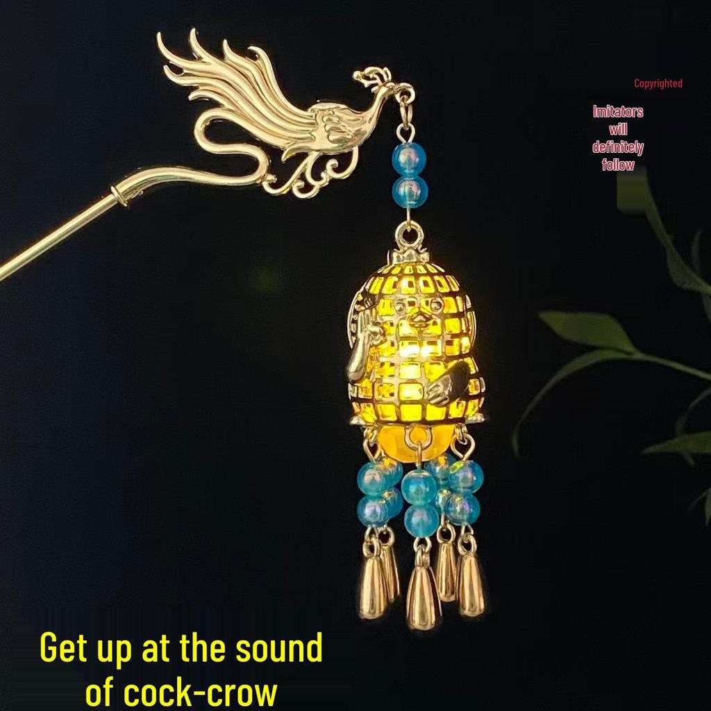 Ancient Style Luminous Hairpin: High-End Alloy Lantern Design for Hanfu Skirts