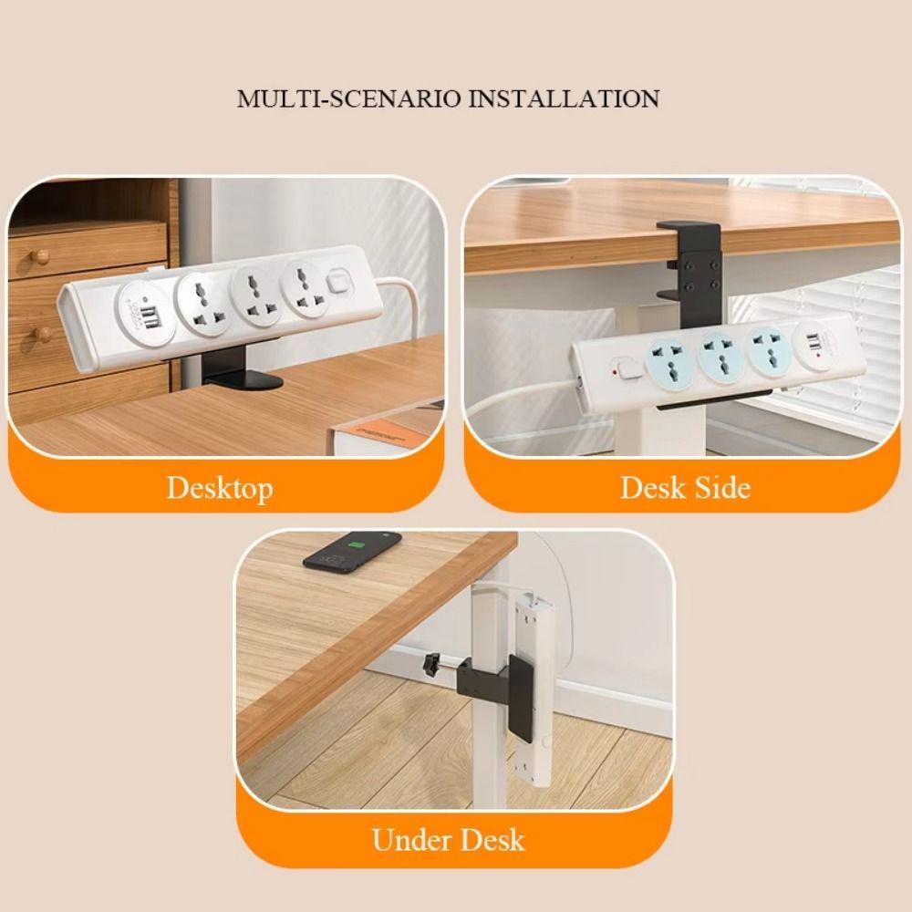 Clamp On Under Desk Power Strip Holder No-Drill Hanging Power Socket Stand  Home