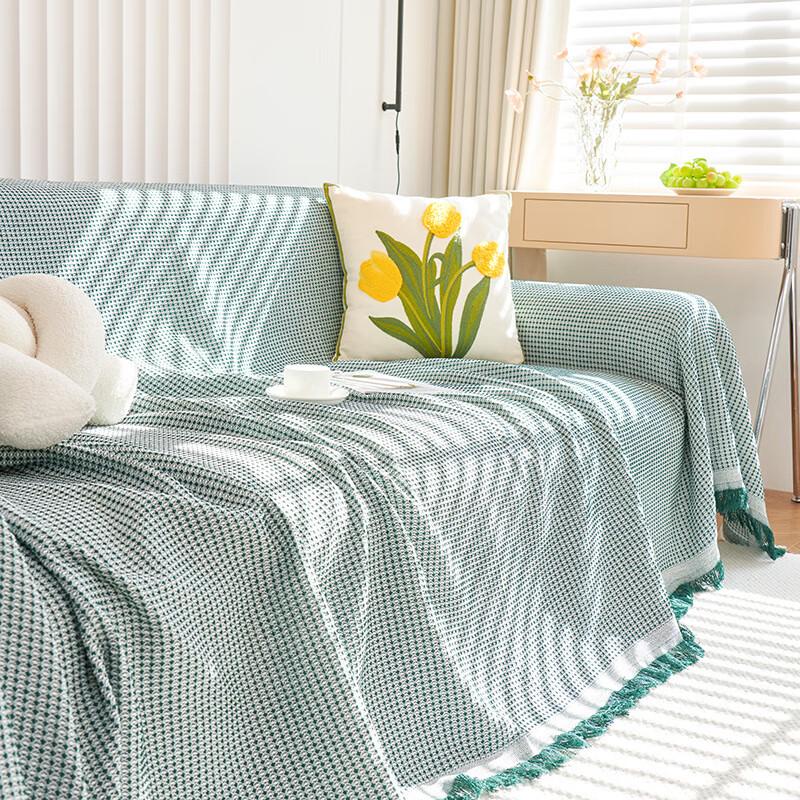 OEING Waffle Knit All-Season Sofa Cover Throw