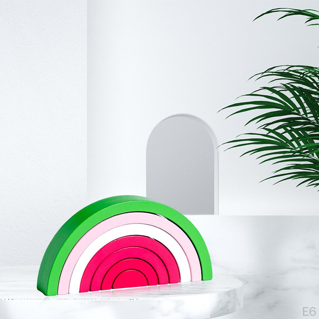 Wooden Rainbow Stacker Arch Bridge Playset Stacking Toys for Activity Boy