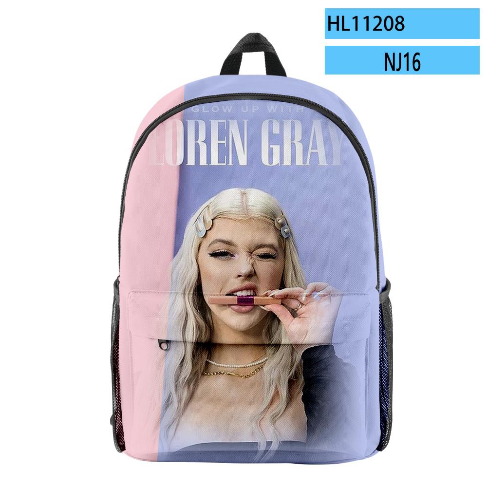 Popular Novelty Funny Cool Loren Gray pupil Bookbag Notebook Backpacks 3D Print Oxford Waterproof Boys/Girls Travel Backpacks