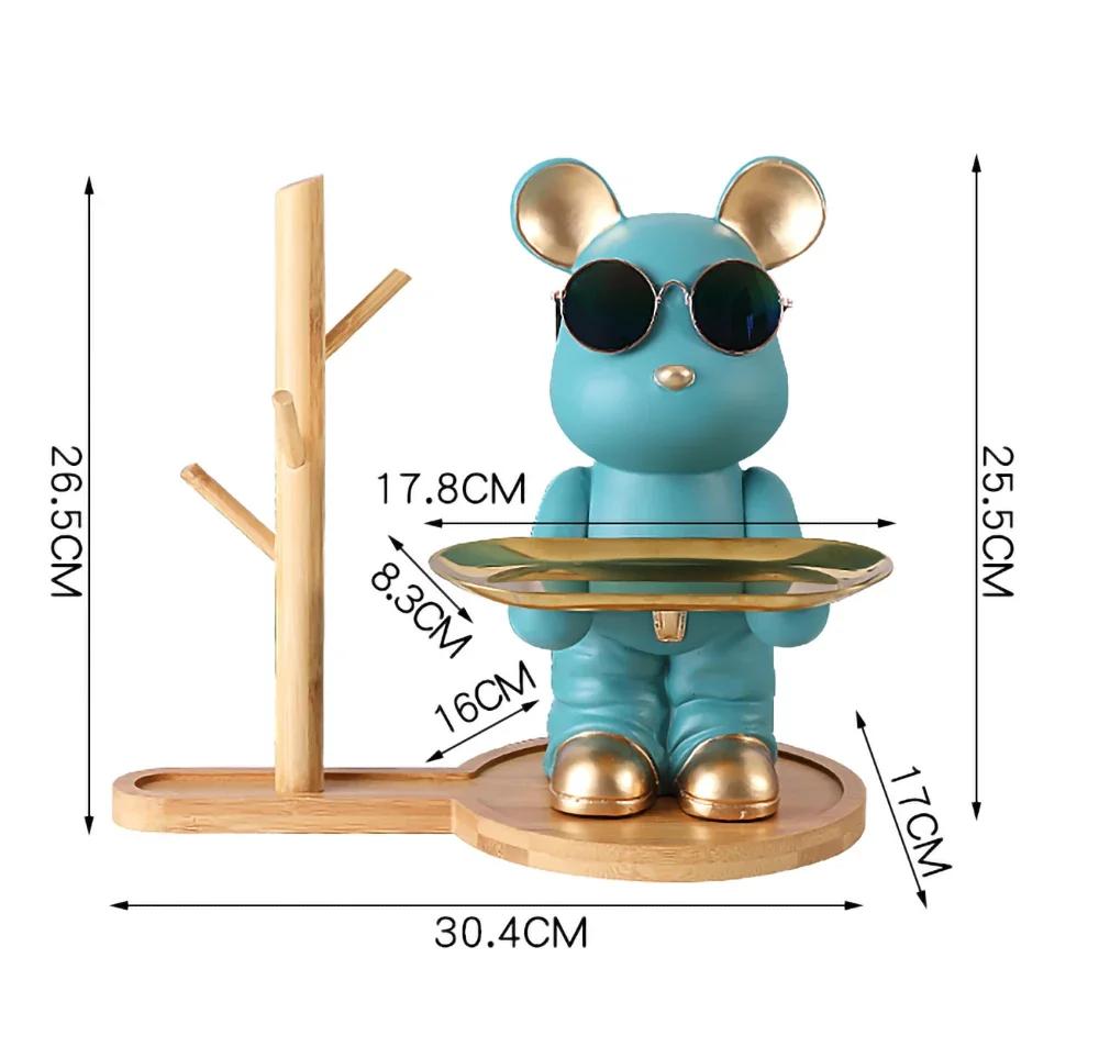 Bear Tray Bear Sculpture Piggy Bank Violent Bear Statue Resin Ornament Desktop Accessories Kids Gift Living Room Home Decor