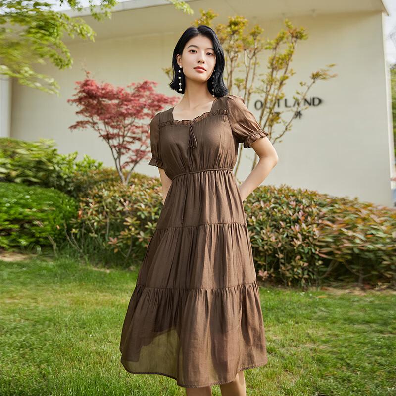 

Women s Patchwork Waist-Cinching Short-Sleeve Mid-Length Dress M