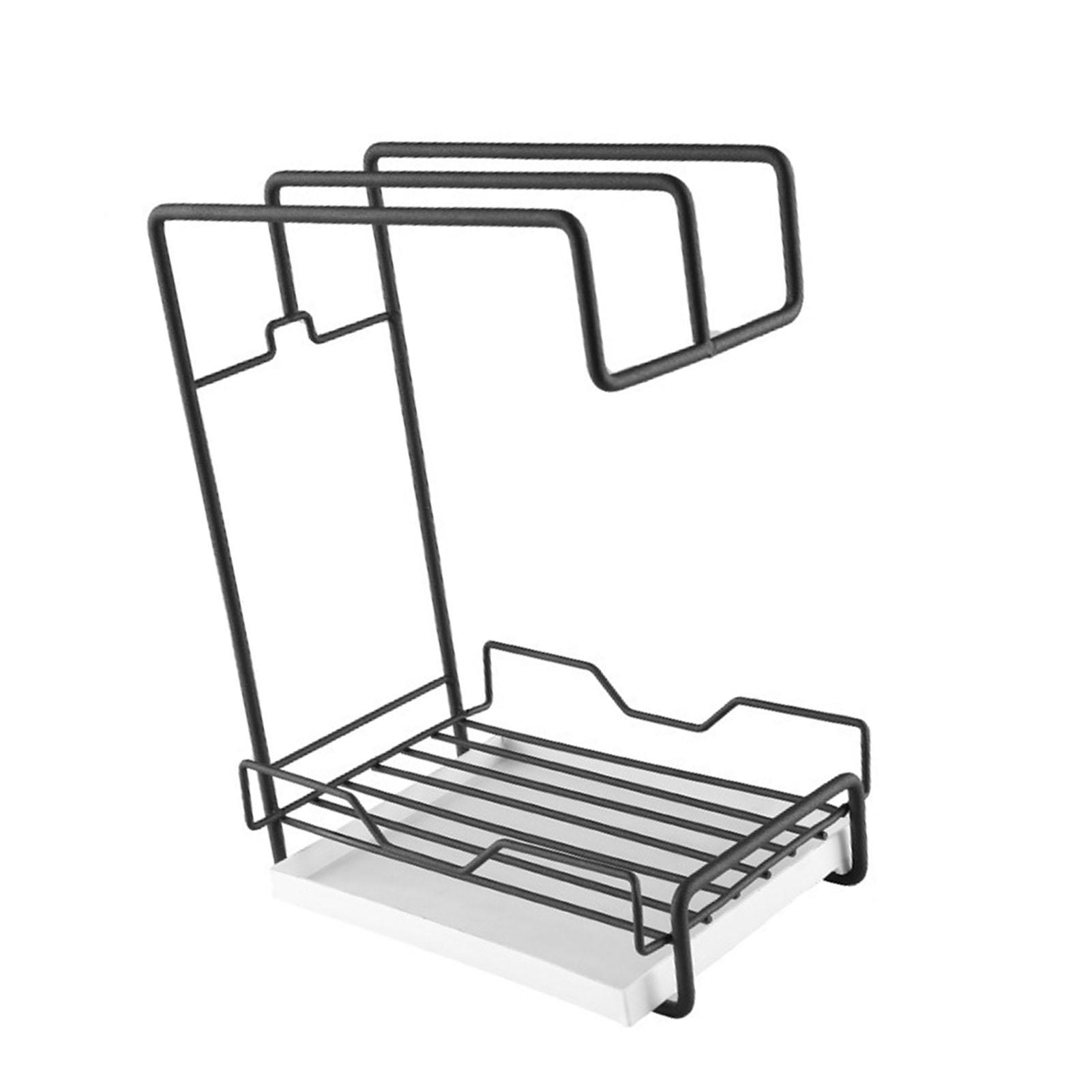 

Kitchen Countertop Towel Rack Metal Iron Removable Drainage Tray Space Saving Kitchen Sink Organizer with Towel Drying