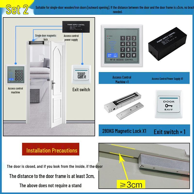 Sistema de Controle de Acesso Ativado por Senha com Leitor de Cartão e Fechadura Eletromagnética para Porta de Vidro