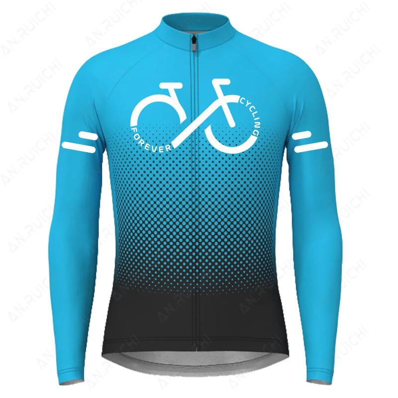 Slim Fit Long Sleeve Cycling Jersey Gradient Bike Top Breathable Road Mountain Biking Wear