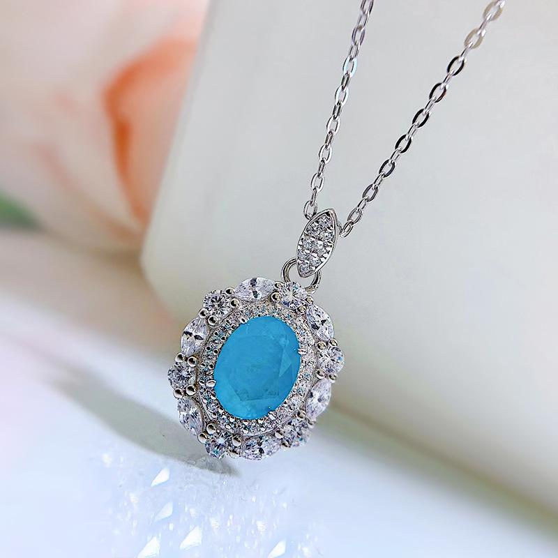 

Hui Zhiyi Jewelry S925 Стерлинговое серебро Параиба Имитация изумрудной огранки Ожерелье 2023 925 Silver