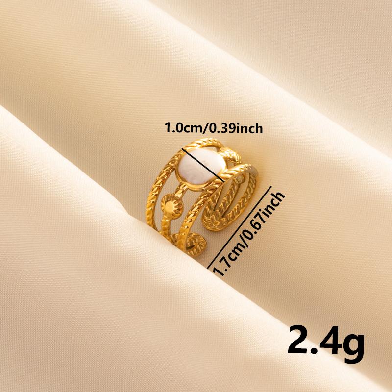 Bohemian Gold Color White Enamel Open Rings Luxury Irregular Stainless Steel Adjustable Finger Ring Women Charm Jewelry Gifts