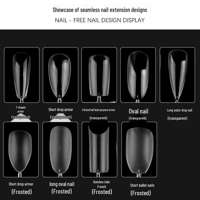 Japanese Teardrop Nail Art: Transparent, Seamless, Full-coverage, Long Almond-shaped Tips. 240 Pieces.
